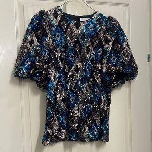Tuckernuck Sequin Puff Sleeve Top - Multicolor